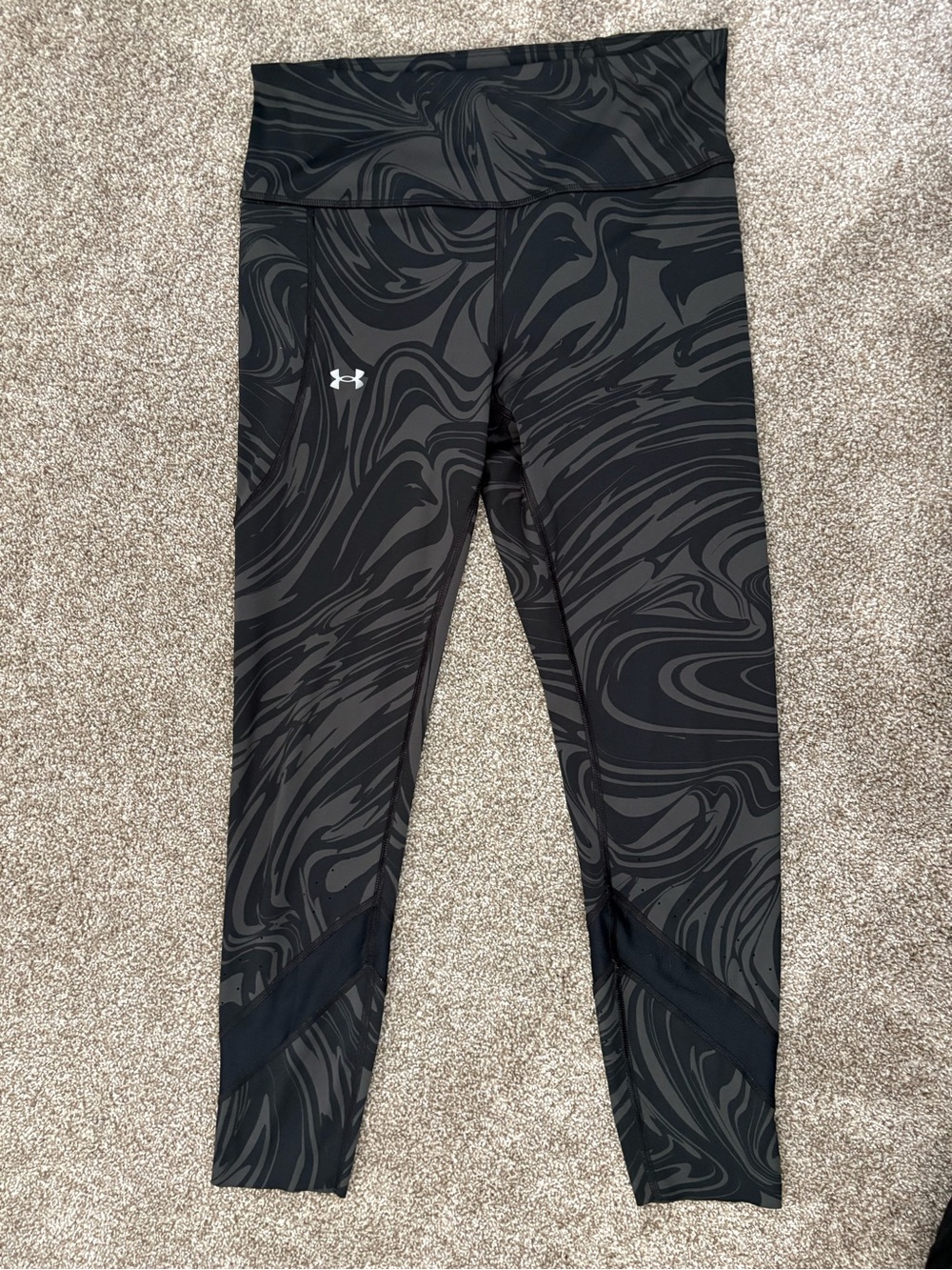 Under Armour Black and Dark Gray Swirl Workout Leggings